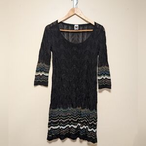 Missoni Italy Chevron Knit Dress – Size 42 / USA 6 – Black Multicolor Flaws**